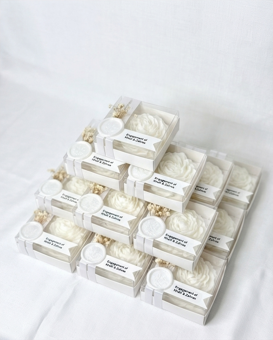 Floral Wedding Favour Box - 8x8x3cm Rose Keepsake Gift