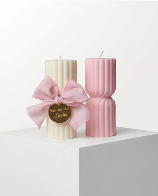 Welcome Baby Pillar Candle – 12cm