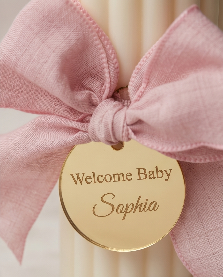 Welcome Baby Pillar Candle – 12cm