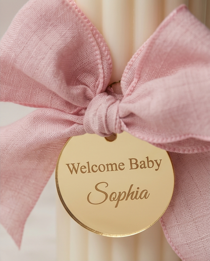 Welcome Baby Pillar Candle – 12cm