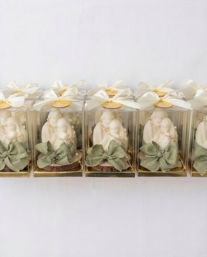Baptism Candle (Boxed) - Holy Family 3D with Ribbon