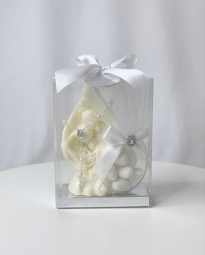 Baptism Candle - Holy Family 2D with Almond Candy Ring