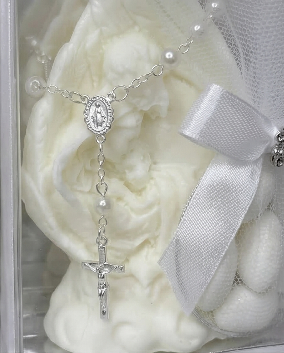 Baptism Candle - Holy Family 2D with Almond Candy Ring