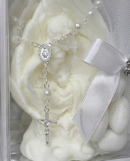 Baptism Candle - Holy Family 2D with Almond Candy Ring
