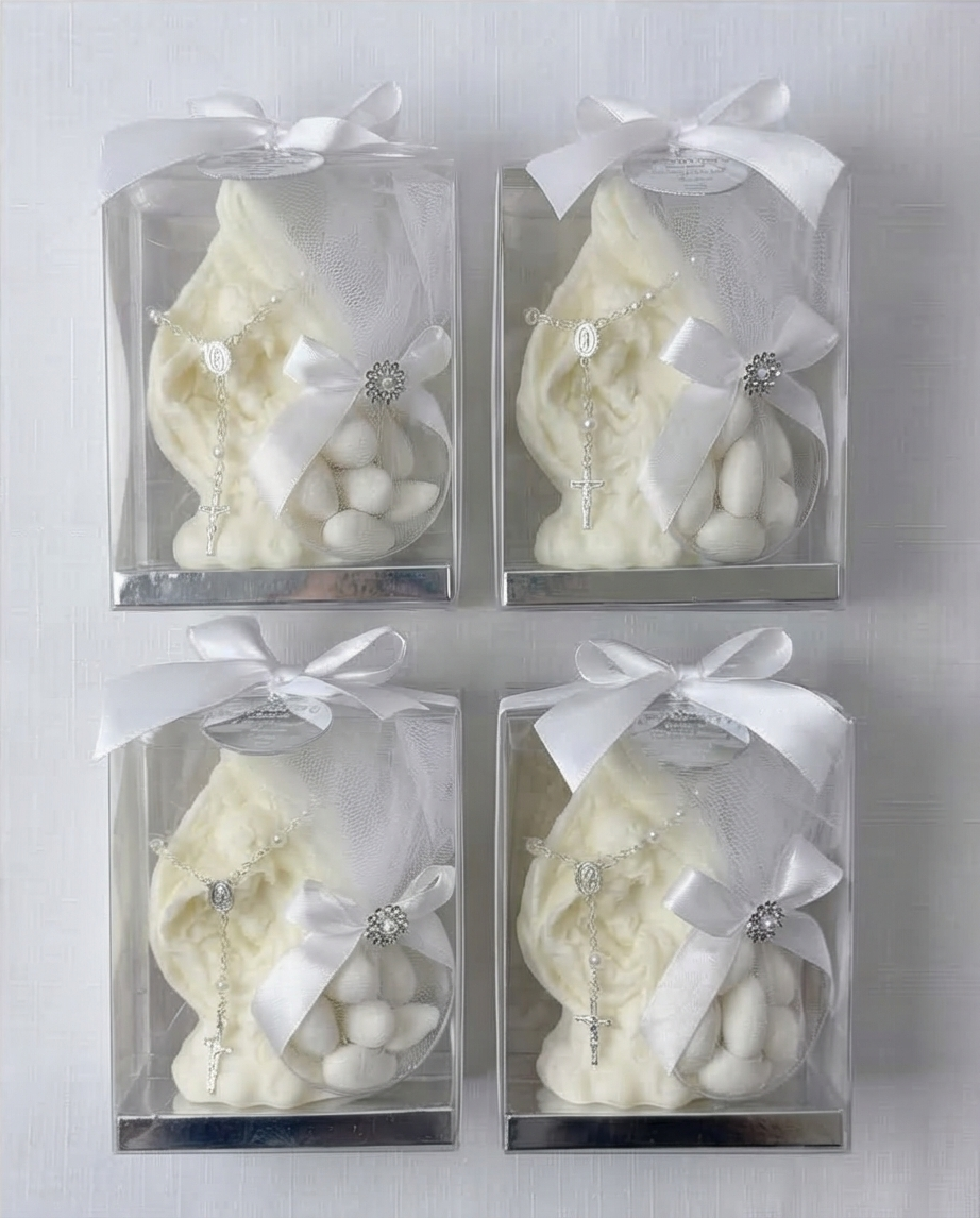 Baptism Candle - Holy Family 2D with Almond Candy Ring