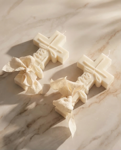 Cross Candle - 14cm Keepsake for Baptism & Holy Occasions